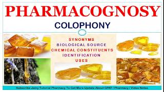 COLOPHONY  PHARMACOGNOSY OF COLOPHONY  ROSINCOLOPHONIUMROSINA [upl. by Airreis]