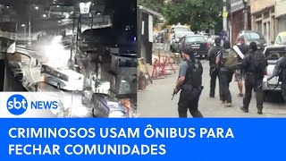 Ônibus são usados como barreiras em comunidades no RJ  SBTNewsnaTV 090524 [upl. by Aihsenor459]