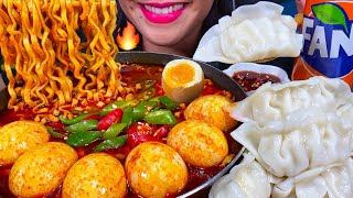 ASMR SOUPY FIRE NOODLES SOFT BOILED EGGS CHICKEN DUMPLING MUKBANG MASSIVE Eating Sounds [upl. by Bromley122]