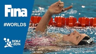 Katinka Hosszu  Interview 100m Backstroke 2014 FINA World Swimming Championships Doha [upl. by Irahcaz]