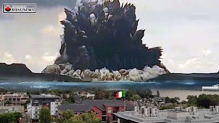 Horrible Today Stromboli volcano Giant crater collapse spews ash and lava cover city Sicily  Italy [upl. by Amihc]