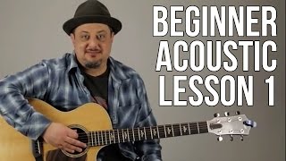 Beginner Acoustic Lesson 1  Your Very First Guitar Lesson E Minor  Asus2 [upl. by Allenod290]