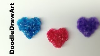 Craft Rainbow Loom Heart Charms easy Step by Step Tutorial [upl. by Waligore]