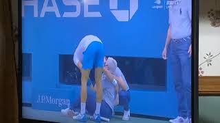 Novak Djokovic Defaulted From US Open Vs Pablo Carreno Busta For Ball Hitting Lineswoman [upl. by Enasus]