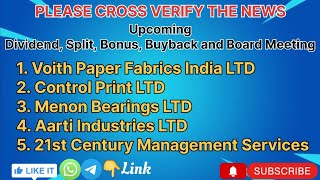 Voith Paper Fabrics  Control Print  Menon Bearings  Aarti Industries  21st Century Management [upl. by Ailimac]