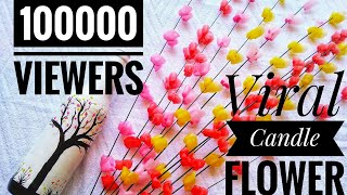 DIY  CANDLE WAX FLOWERS  Wax Flower  Easy Candle Flower Making  hazs world [upl. by Kerekes]