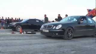 M5 E60 VS E55 W211 Drag Race 402m [upl. by Ronyar]