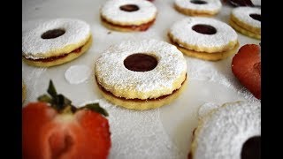 French Sable Cookies with strawberry Jam Sablés à la Confiture Recipe [upl. by Nevin]