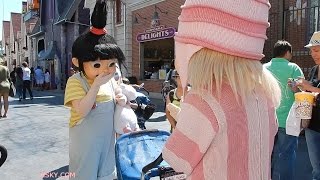 V112 HSKY Despicable Me Girls Margo Edith Agnes having fun at Universal Studios Hollywood 2014 HD [upl. by Yendic]