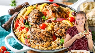 FlavorFilled One Pan Greek Chicken Orzo [upl. by Hassadah]