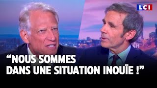 quotNous sommes dans une situation inouïe quot Dominique de Villepin invité de David Pujadas [upl. by Riamo65]