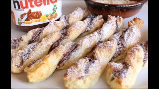 TORCIGLIONI DI PASTA SFOGLIA ALLA NUTELLA  Dolci Facili e Veloci [upl. by Annil]