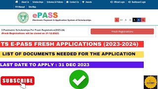 Documents required to apply for the Scholarship for the tspgecet 2023 Admissions TS EPASS WEBSITE [upl. by Tireb803]