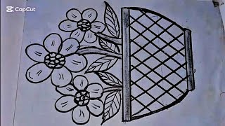 Beautiful vase flower drawing pencil sketch in easy way [upl. by Hubbard]