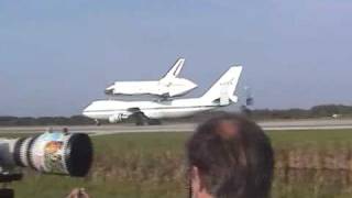 STS117 Space Shuttle Atlantis On Top Of A 747 Land At KSC [upl. by Orrin]