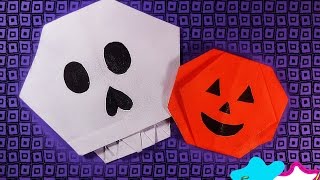 Calabaza y Calavera de papel ORIGAMI HALLOWEEN 🎃SUPERMANUALIDADES🎃 [upl. by Sitrik]