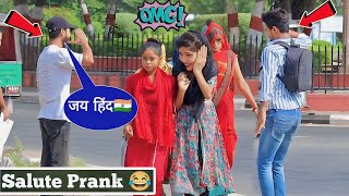 Salute Prank On Cute Girls  Salute Prank  Epic Reaction  Prank in india [upl. by Ahsirhcal]