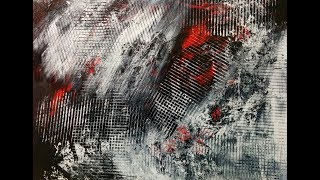 Acrylmalerei Drucktechnik schwarz weiß rot  acrylic painting abstract black white and red [upl. by Refiffej730]