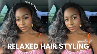 HOW TO STYLE A FLIPOVER SEWIN ON RELXAED HAIR  EFFORTLESS CURLS ON TEXTURED HAIR  ALLABOUTASH [upl. by Elynad]