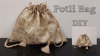 DIY How To Make Potli Bag Beautiful Potli Bag Tutorial [upl. by Reifinnej]