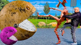 STEELMAN Transformation VS Pacman In Real Life STEELMAN became Siren Head vs Giant Pacman [upl. by Ahker]