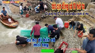 Tát cạn 10ha đồng nước mặn bắt cátôm Drain salt water to catch fish shrimp and crabs for 10 days [upl. by Dee Dee]