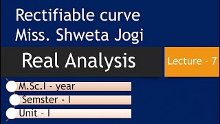 Lect 7 MSc I Maths Real Analysis Vector Valued Function Rectifiable Curve Miss Shweta Jigi [upl. by Dorene]