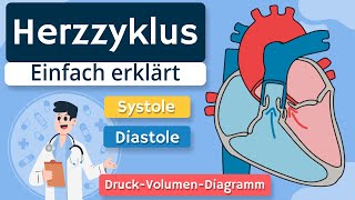 Herzzyklus  Systole Diastole und DruckVolumenDiagramm einfach erklärt [upl. by Cleavland]