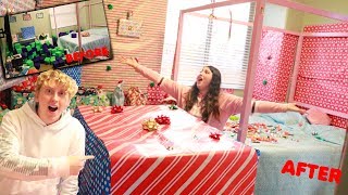 I GIFT WRAPPED AMEERAHS WHOLE ENTIRE ROOM Christmas prank [upl. by Ahsak914]