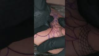 How To Tattoo Lines With WJX Tattoo Cartridge Needle 1RL [upl. by Ymirej]