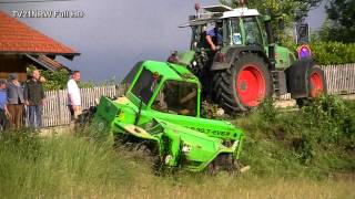 Unfall mit 7 Tonnen Baumaschine schwierige Bergung Merlo P 307 EVS Telescopic 1162012FullHD [upl. by Eitsirhc532]