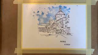 Pavia Italy in ink and watercolour on A4 350gsm watercolour paper [upl. by Reimer]