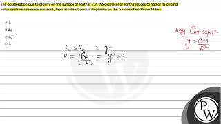 The acceleration due to gravity on the surface of earth is g If the diameter of earth red [upl. by Seavey]