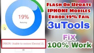 All Iphone error unable to restore idevice2 3uTools Fixed 100 Flash Done [upl. by Lindy526]