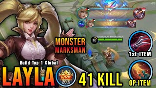 2x SAVAGE 41 Kills Layla MVP 209 Points  Build Top 1 Global Layla  MLBB [upl. by Lemart]