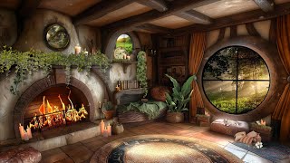 Home of Hobbit fireplace Ambient Fantasy Music for Writing Studying Reading amp knittingcrochet [upl. by Atteuqahs988]