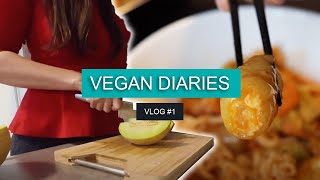 Vegan Diaries Vlog 1  Grocery shopping mini Pancakes Rice Paper TTeokbokki and Crispy Tofu Salad [upl. by Vedi349]