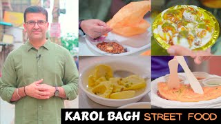 Karol Bagh Veg Street Food Walk I छोले भटूरे  मूँगलेट  भरवा गोलगप्पे  क़ुल्फ़ी  पिस्ता बर्फ़ी [upl. by Linnell]