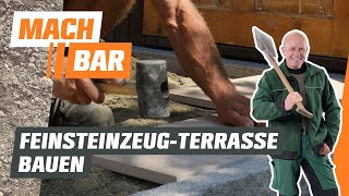 FeinsteinzeugTerrasse bauen in gebundener Bauweise  OBI [upl. by Ariahay]