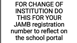 HOW LONG IT TAKES FOR JAMB REGISTRATION NUMBER TO Reflect on the school portal [upl. by Htide800]