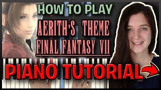 How To Play quotAeriths Themequot Final Fantasy VII Uematsu  Easy Synthesia Piano Tutorial HD [upl. by Auqinat]