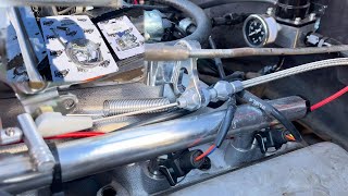 Transmission Kickdown Cable Conversion With Edelbrock Pro Flo 4 [upl. by Ahsrop]