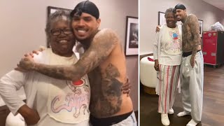 Chris Brown With His Friends Mother In New York Cute Breezy Omg [upl. by Donovan]