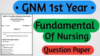 Gnm 1st Year Fundamental Of Nursing Question Paper  Fundamental Of Nursing Question Paper [upl. by Onirefes]