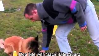 SACIRI Dog BiteGuard  Dog bites with without SACIRI bite guard  wwwsaciricom [upl. by Neltiac]