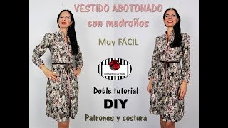 DIY Cómo hacer un vestido abotonado Tutorial PATRONES Y COSTURA Buttoned dress [upl. by Enniroc]