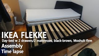 How to Assemble  IKEA 이케아 FLEKKE 플레케 데이베드서랍2매트리스2 블랙브라운 모스훌트 하드 조립 [upl. by Havelock]