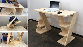 Escritorio de Madera Moderno Muy Bonito y Fácil de hacer  Tutorial de Carpintería [upl. by Alyekahs]