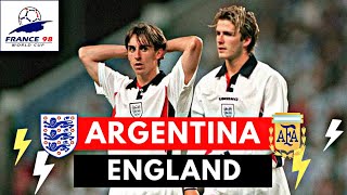 Argentina vs England 22  43  All Goals amp Highlights  1998 World Cup [upl. by Nnylyram]