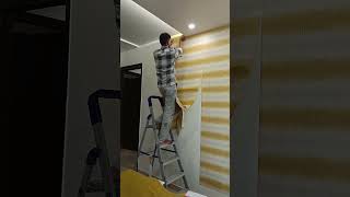 How To Apply Wallpaper On Wall  Wallpaper Fixer in Delhi 9582697529 ytshortsvideo viralshorts [upl. by Berrie]